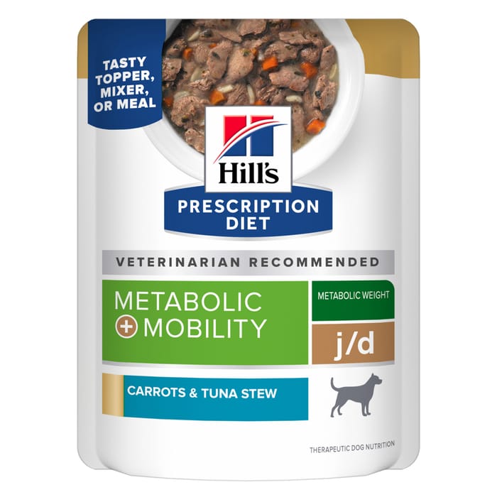 Hill's Prescription Diet j/d Metabolic + Mobility Carrot & Tuna Stew Recipe Wet Dog Food - 2.8 oz Pouches - Case of 24 product detail number 1.0