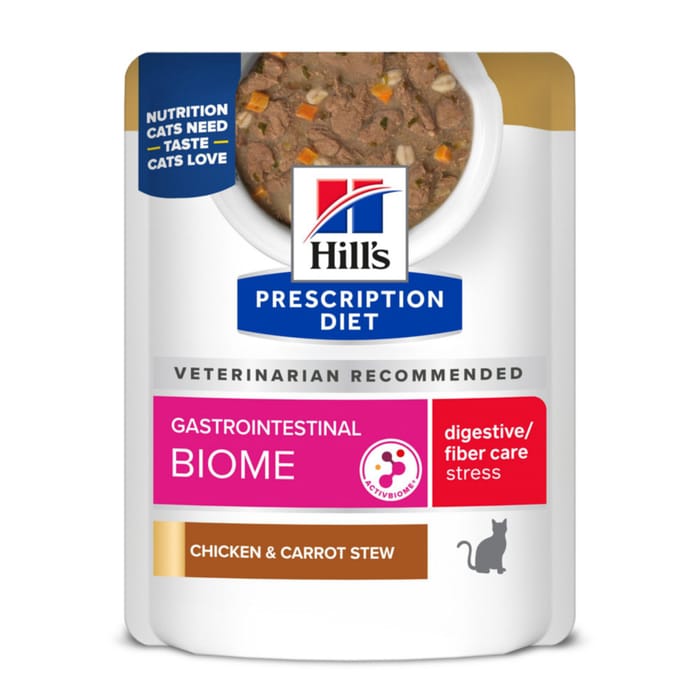 Hill's Prescription Diet Gastrointestinal Biome + Stress Chicken & Carrot Stew Recipe Wet Cat Food - 2.8 oz Pouches - Case of 24 product detail number 1.0