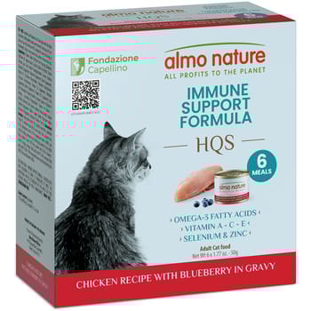 Almo Nature HQS Supportive Formula Immune Support System Chicken Recipe with Blueberry in Gravy Wet Cat Food - 1.77oz - 6 pack-product-tile