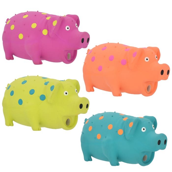 Multipet Globlet Polka Dot Pig Assorted Colors Dog Toy - 4 in - 1 Count product detail number 1.0