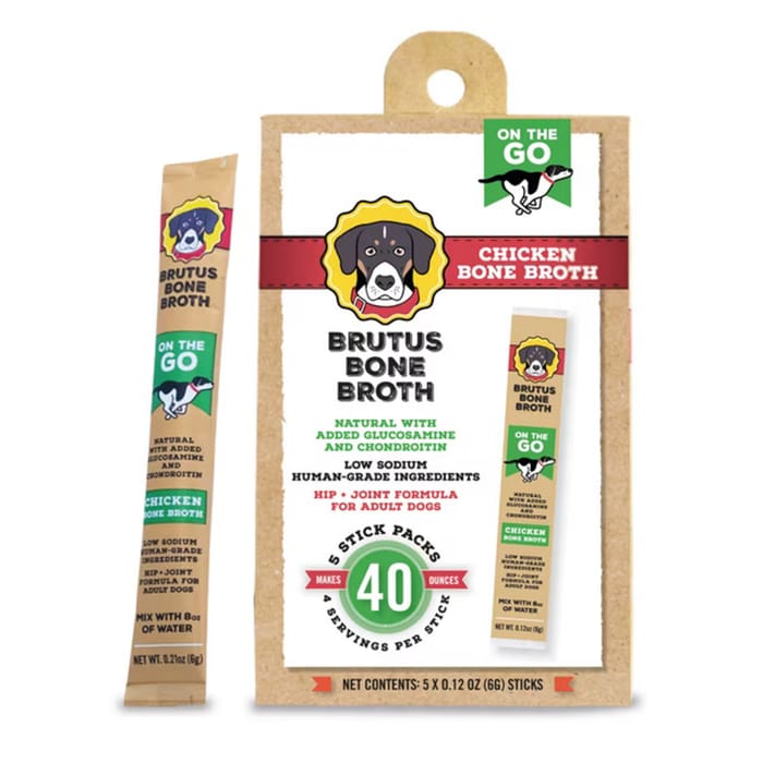 Brutus Bone Broth on the Go: Hip & Joint Instant Bone Broth Chicken Dog Food Topper - 5 Sticks product detail number 1.0