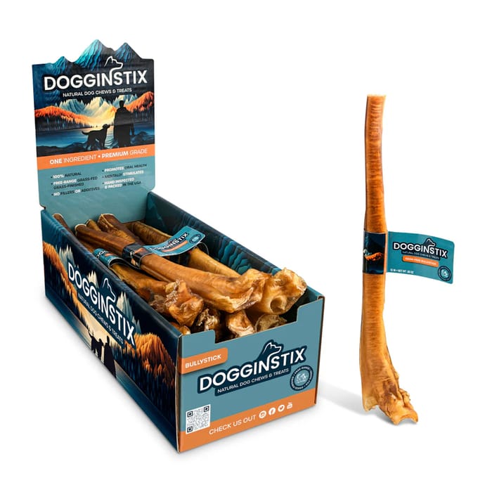 Dogginstix Grass-Fed Natural Bully Stick Dog Treat - 12'' Jumbo product detail number 1.0