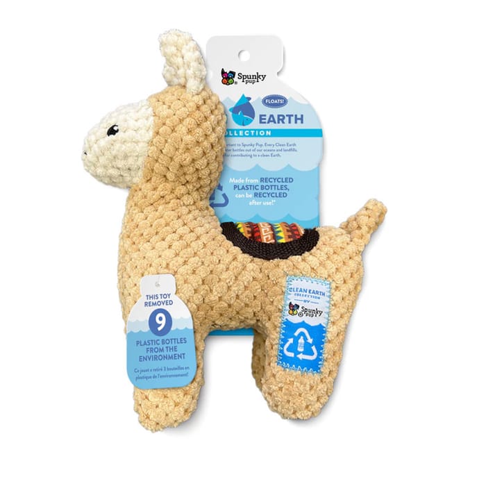 Spunky Pup Clean Earth Textured Recycled Llama Plush Dog Toy - 8 x 8 x 2.8 in product detail number 1.0
