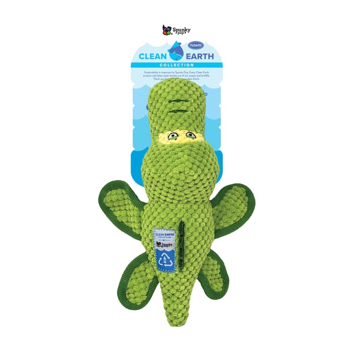 Spunky Pup Clean Earth Textured Recycled Gator Plush Dog Toy - 10.5 x 6.5 x 3 in product detail number 1.0
