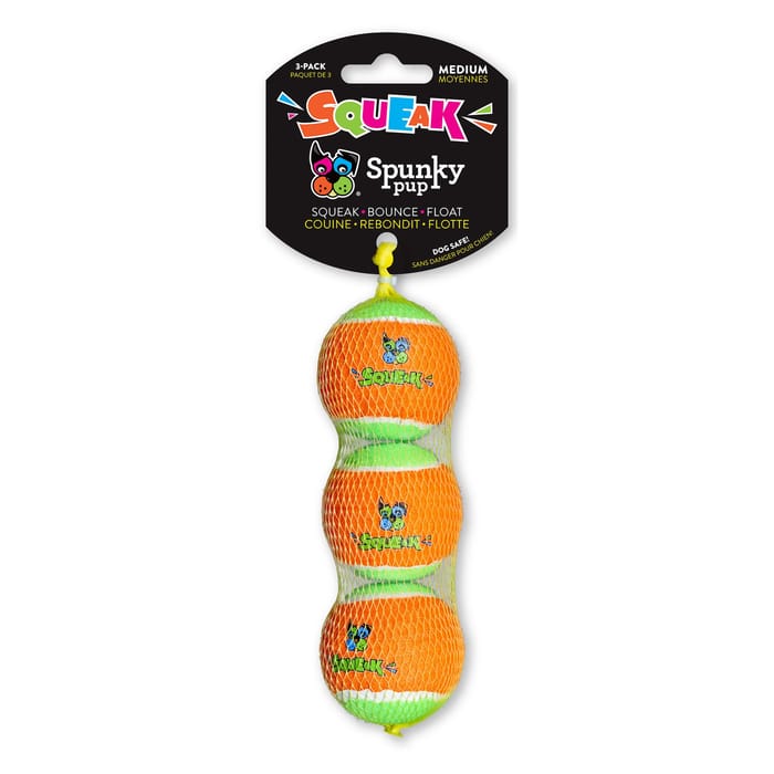 Spunky Pup Squeak Tennis Ball Dog Toy - Medium - 3 Count product detail number 1.0