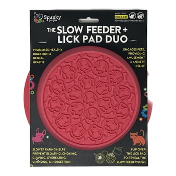 Spunky Pup Slow Feeder & Lick Pad Duo Assorted Color Combo Bowl for Dogs & Cats - 8 x 2 x 8 in-product-tile