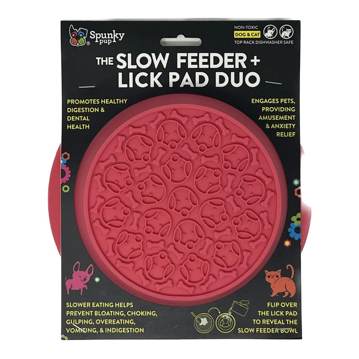 Spunky Pup Slow Feeder & Lick Pad Duo Assorted Color Combo Bowl for Dogs & Cats - 8 x 2 x 8 in product detail number 1.0