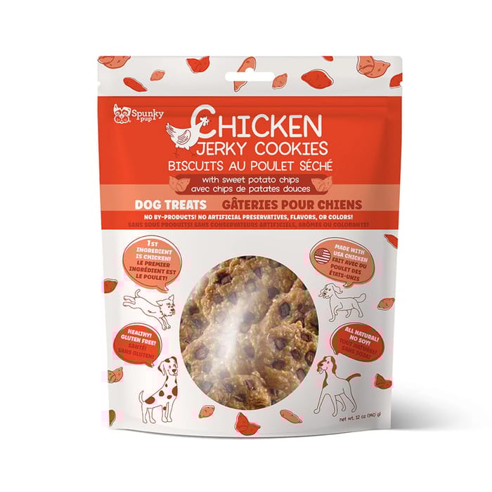 Spunky Pup Chicken Jerky Cookies with Sweet Potato Chips Treats for Dogs - 12 oz product detail number 1.0