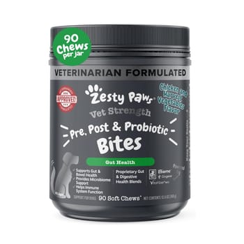 Zesty Paws Vet Strength Pre, Post & Probiotic Bites Soft Chews Digestive Supplement for Dogs - 90 Count-product-tile