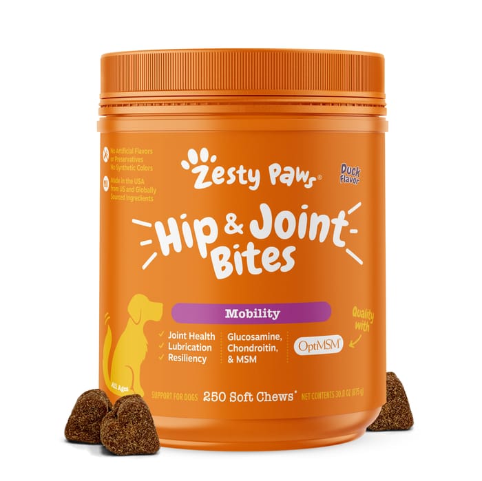 Zesty Paws Hip & Joint Bites Soft Chews Mobility Supplement for Dogs - Duck - 250 Count product detail number 1.0