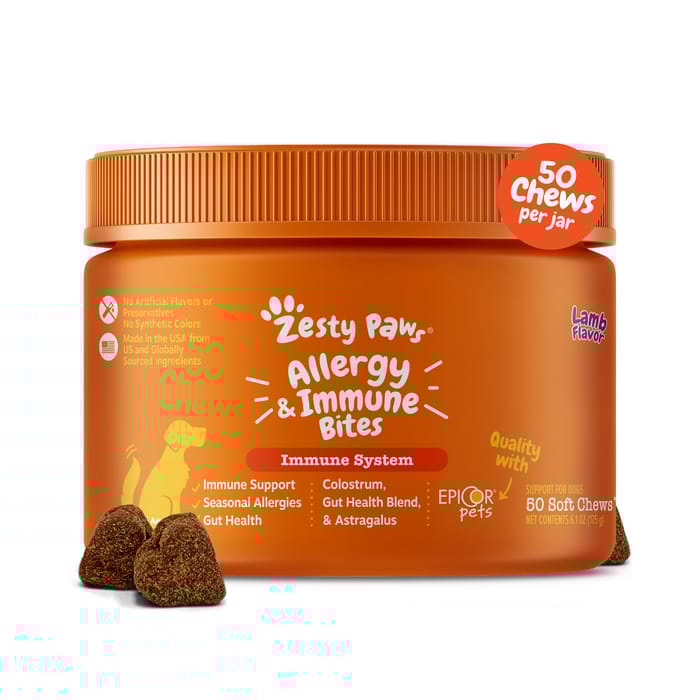 Zesty Paws Allergy & Immune Bites Soft Chews Skin & Coat Supplement for Dogs - Lamb - 50 Count product detail number 1.0