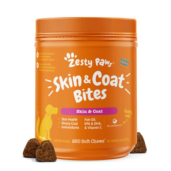 Zesty Paws Skin & Coat Bites Soft Chews Omega Supplement for Dogs - Chicken - 250 Count-product-tile