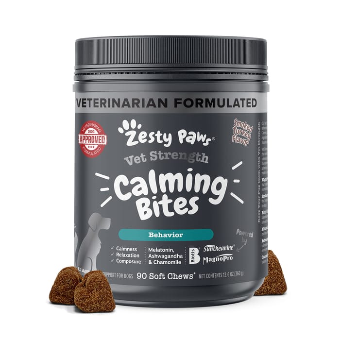 Zesty Paws Vet Strength Calming Bites Soft Chews Behavior Supplement for Dogs - Turkey - 90 Count product detail number 1.0
