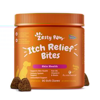 Zesty Paws Itch Relief Bites Soft Chews Skin Supplement for Dogs - Chicken - 90 Count-product-tile