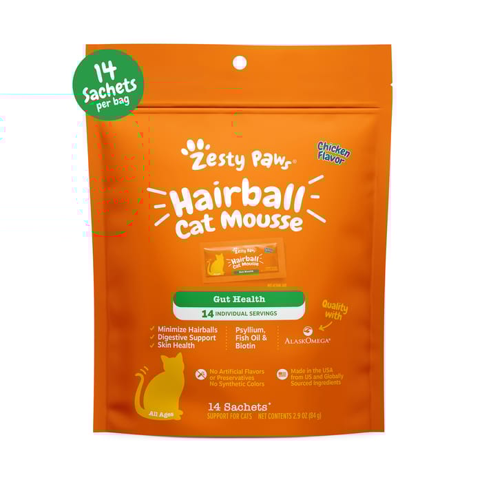 Zesty Paws Hairball Mousse Lickable Hairball Control Supplement for Cats - Chicken - 14 Count product detail number 1.0