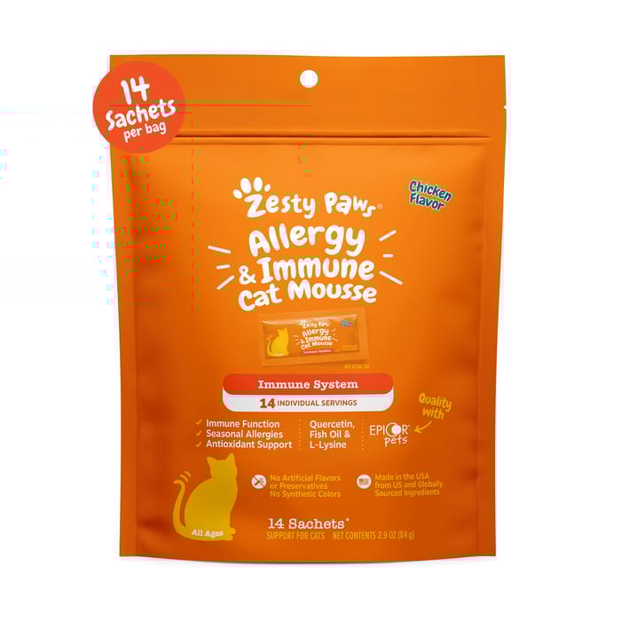 Zesty Paws Allergy & Immune Mousse Lickable Supplement for Cats - Chicken - 14 Count product detail number 1.0
