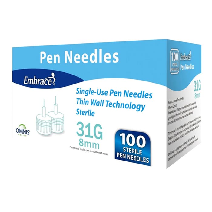 Embrace Insulin Pen Needle - 31G x 8 mm - 100 Count product detail number 1.0