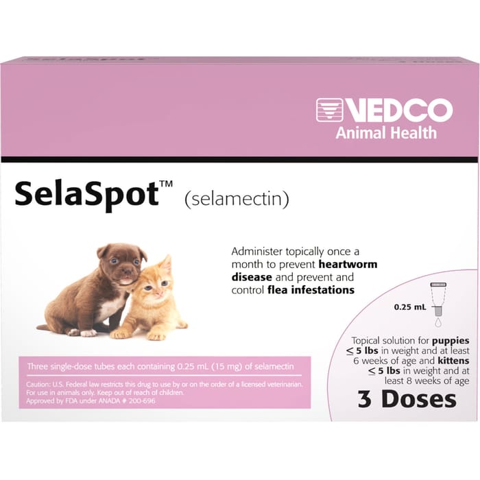 SelaSpot (selamectin) Topical for Puppies & Kittens 0.25 mL - Up to 5 lbs - 3 pk product detail number 1.0
