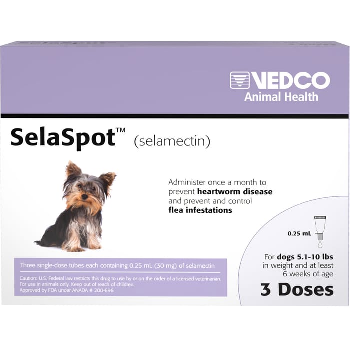 SelaSpot (selamectin) Topical for Dogs 0.25 mL - 5.1-10 lbs - 3 pk product detail number 1.0