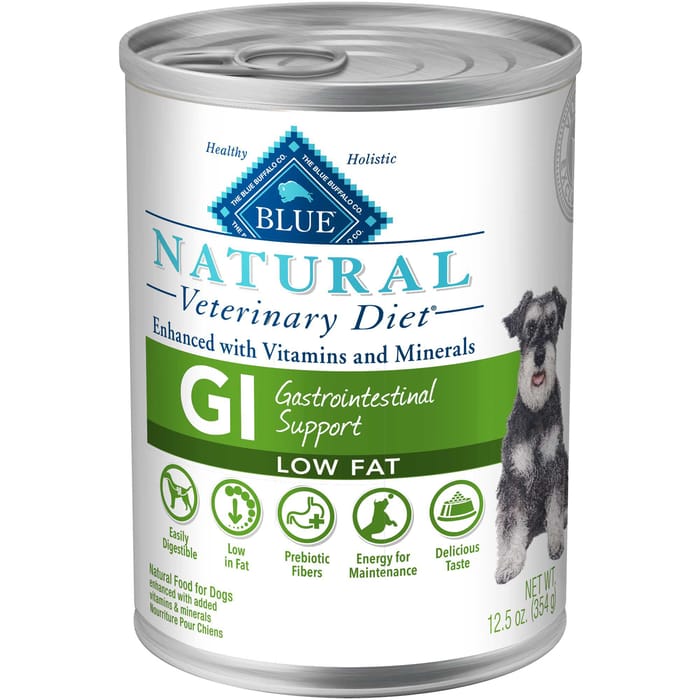 BLUE Natural Veterinary Diet GI Gastrointestinal Support Low Fat Wet Dog Food 12.5 oz - Case of 12 product detail number 1.0