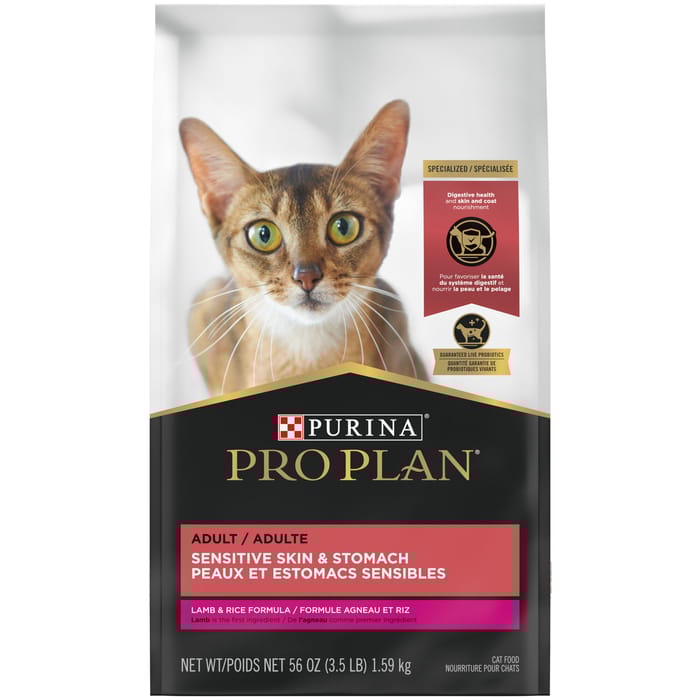 Purina Pro Plan Adult Sensitive Skin & Stomach Lamb & Rice Formula Dry Cat Food 3.5 lb Bag product detail number 1.0