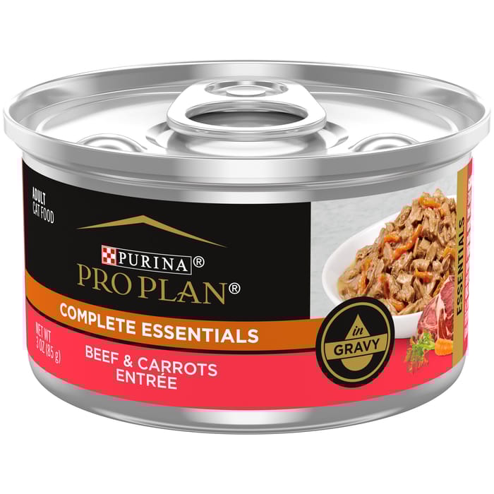 Purina Pro Plan Adult Complete Essentials Beef & Carrots in Gravy Entree Wet Cat Food 3 oz Cans (Case of 24) product detail number 1.0