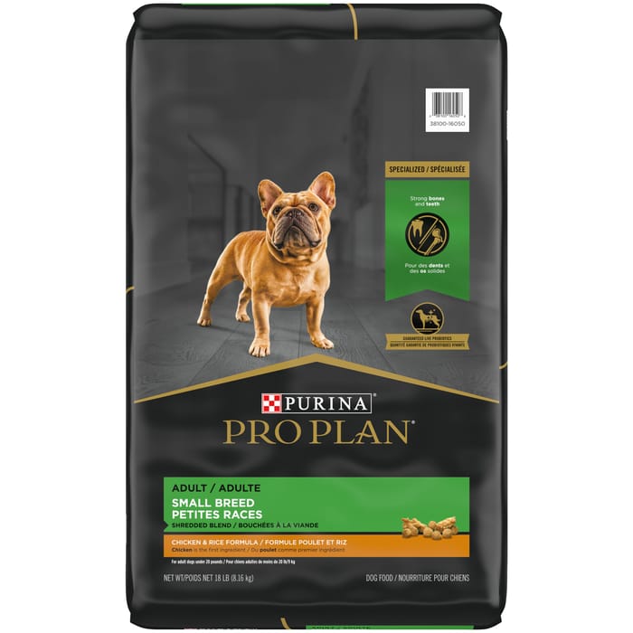 Purina Pro Plan Adult Small Breed Shredded Blend Chicken & Rice Formula Dry Dog Food 18 lb Bag product detail number 1.0