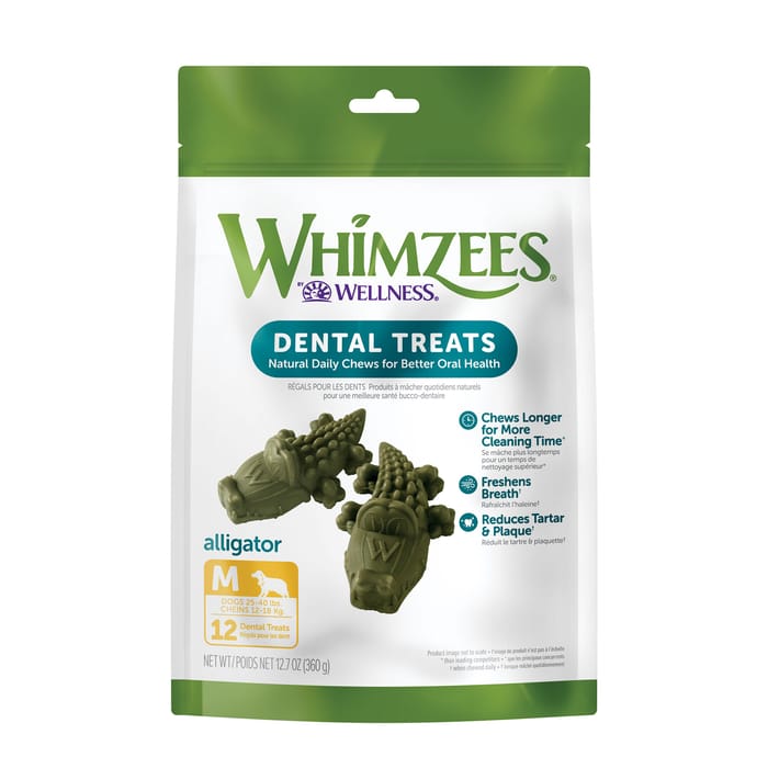 Whimzees by Wellness Alligator Natural Grain Free Dental Chews for Dogs - Medium Breed - 12 count product detail number 1.0