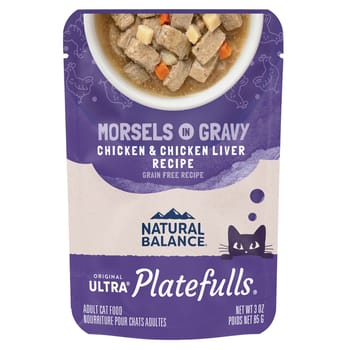 Natural Balance Original Ultra Platefulls Indoor Chicken & Chicken Liver Recipe in Gravy Wet Cat Food 24 3oz pouches-product-tile