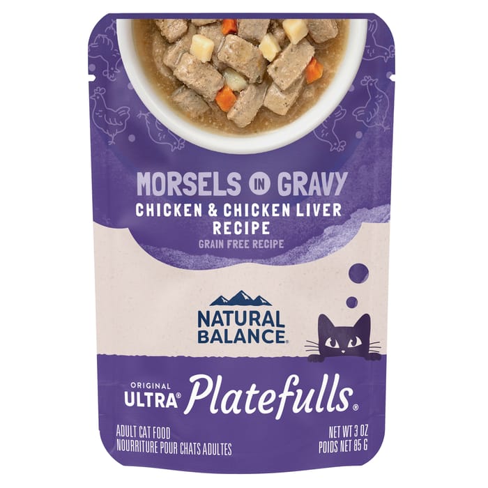 Natural Balance Original Ultra Platefulls Indoor Chicken & Chicken Liver Recipe in Gravy Wet Cat Food 24 3oz pouches product detail number 1.0
