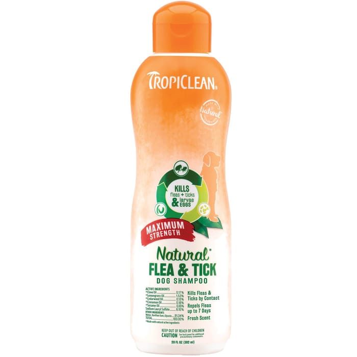 Tropiclean Natural Flea And Tick Shampoo Maximum Strength 20 oz product detail number 1.0