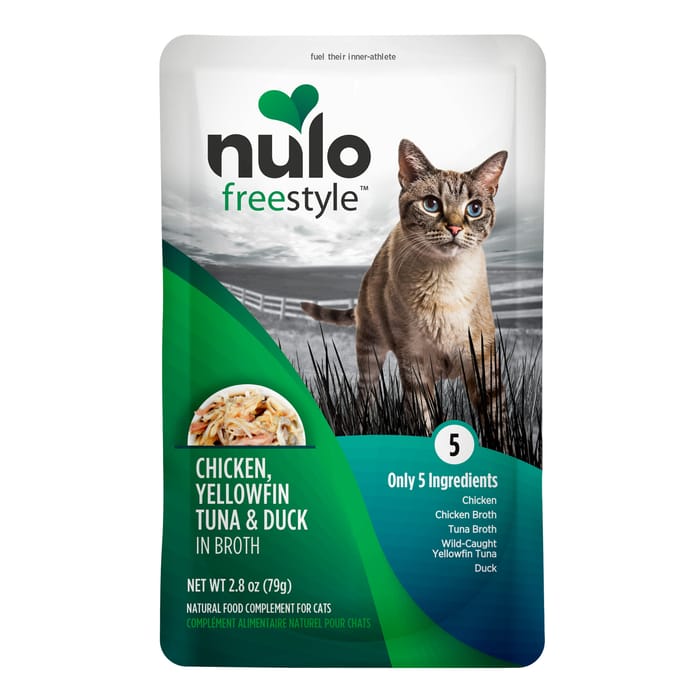 Nulo FreeStyle Chicken, Yellowfin Tuna & Duck Broth Cat Food Topper 24 2.8oz pouches product detail number 1.0