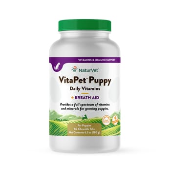 NaturVet VitaPet Puppy Daily Vitamins Plus Breath Aid Supplement for Dogs Time Release Chewable Tablets 60 ct-product-tile