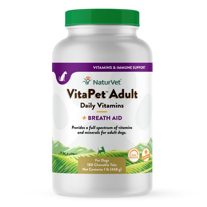 NaturVet VitaPet Adult Daily Vitamins Plus Breath Aid Supplement for Dogs Time Release Chewable Tablets 180 ct product detail number 1.0