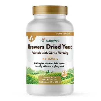 NaturVet Brewers Dried Yeast Formula with Garlic Flavoring Supplement for Dogs and Cats Chewable Tablets, 500 ct.-product-tile