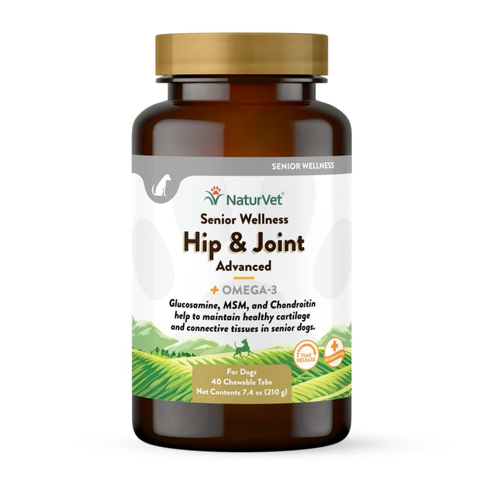 NaturVet Senior Wellness Hip and Joint Plus Omegas Advanced Supplement for Dogs Time Release Chewable Tablets 40 ct product detail number 1.0