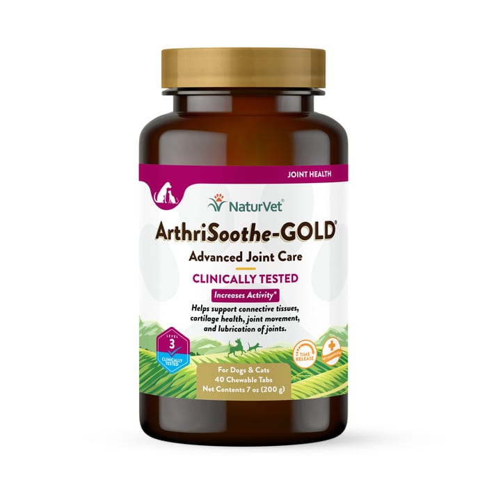 NaturVet ArthriSoothe-GOLD Level 3, Clinically Tested Advanced Joint Care Supplement for Dogs Time Release, Chewable Tablets 40 ct product detail number 1.0
