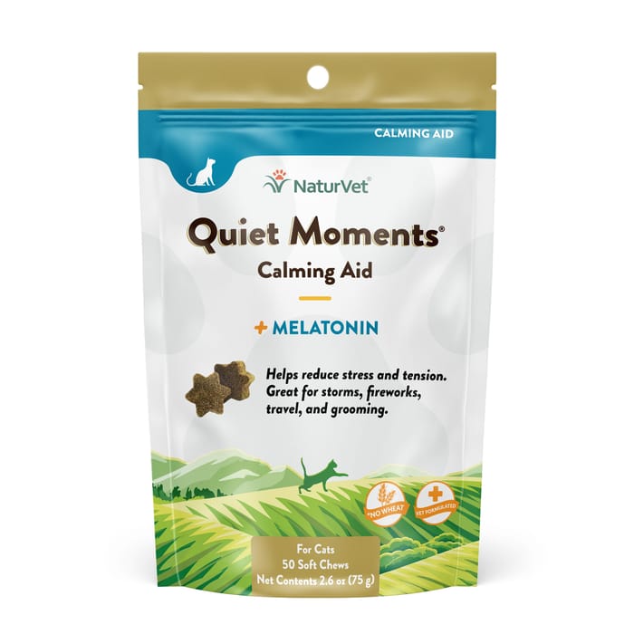 NaturVet Quiet Moments Calming Aid Plus Melatonin Supplement Soft Chews for Cats - 50 ct Soft Chews product detail number 1.0