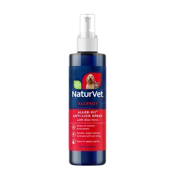 NaturVet Aller-911 Anti-Lick Allergy Aid Paw Spray Plus Aloe Vera for Dogs and Cats Spray 8 oz product detail number 1.0