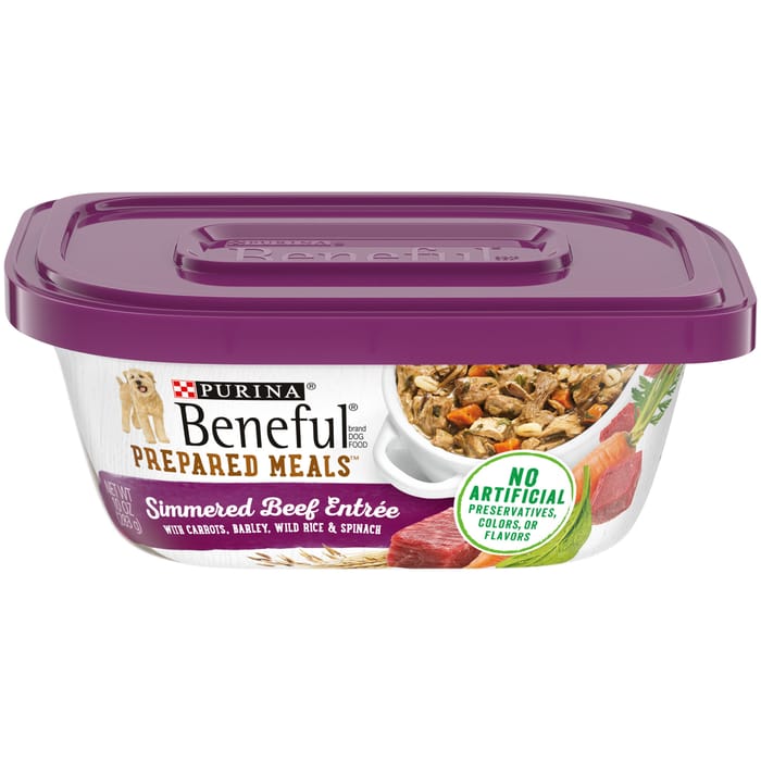 Purina Beneful Prepared Meals Simmered Beef Entree Wet Dog Food 10 oz Tub - Case of 8 product detail number 1.0