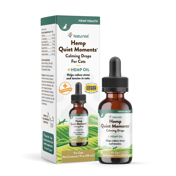 NaturVet Hemp Quiet Moments Hemp Oil Calming Drops Supplement for Cat Drops 1oz product detail number 1.0