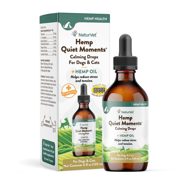NaturVet Hemp Quiet Moments Hemp Oil Calming Drops for Dogs & Cats 4 oz product detail number 1.0