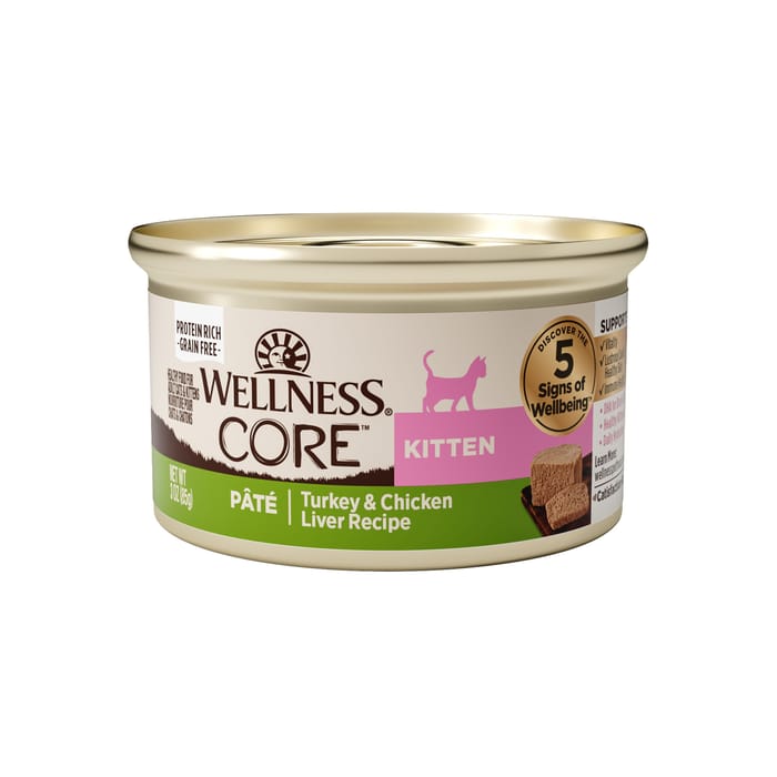 Wellness CORE Natural Grain Free Kitten Chicken & Turkey Canned Wet Cat Food - 3 oz Cans - Case of 12 product detail number 1.0