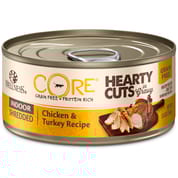 Wellness CORE Hearty Cuts Natural Grain Free Indoor Chicken & Turkey Canned Wet Cat Food - 5.5 oz Cans - Case of 12