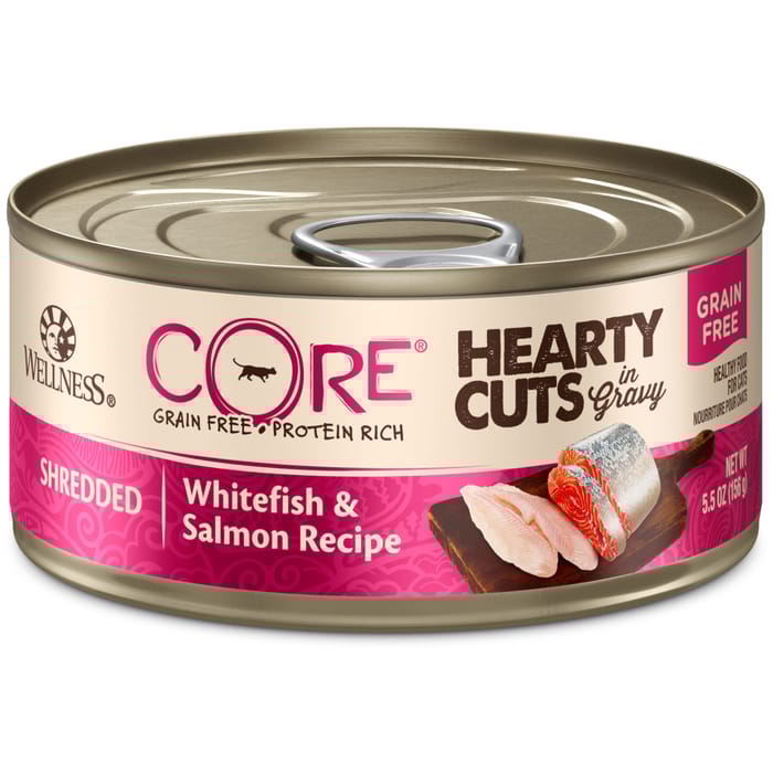 Wellness CORE Hearty Cuts Natural Grain Free Whitefish & Salmon Canned Wet Cat Food - 5.5 oz Cans - Case of 24 product detail number 1.0