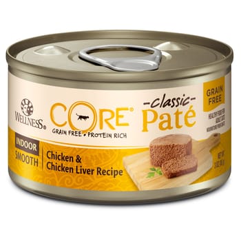 Wellness CORE+ Natural Grain Free Indoor Chicken & Chicken Liver Canned Wet Cat Food - 3 oz Cans - Case of 12-product-tile