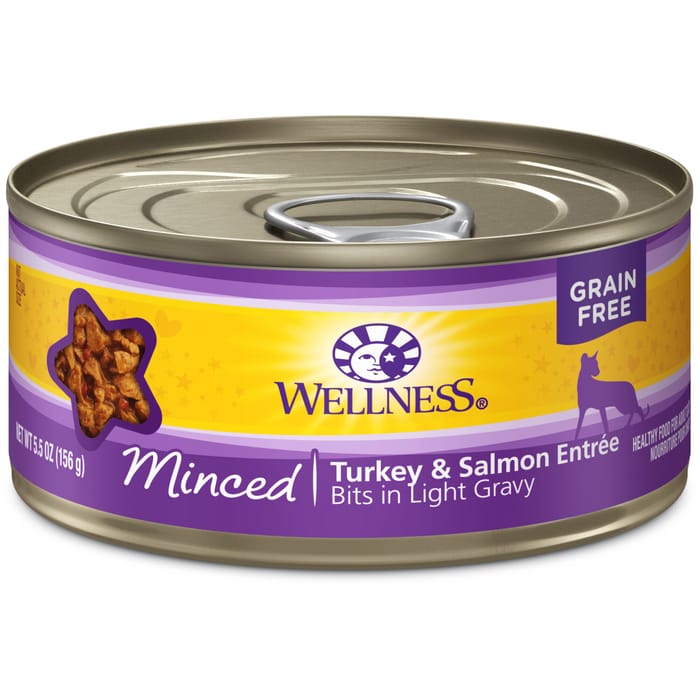 Wellness Grain Free Minced Turkey Salmon Entree 5.5-Ounce Can (Pack of 24) product detail number 1.0