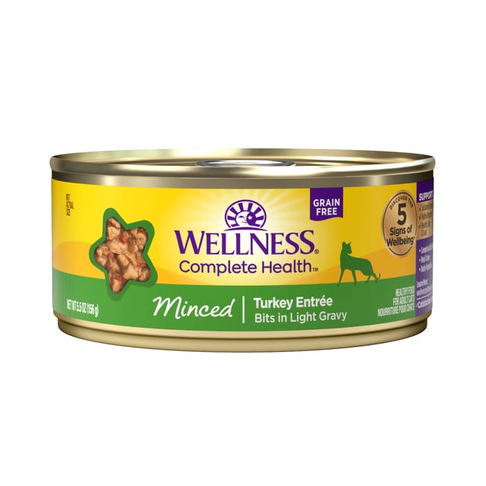 Wellness Complete Health Natural Grain Free Minced Turkey Entree Canned Wet Cat Food - 5.5 oz Cans - Case of 24 product detail number 1.0