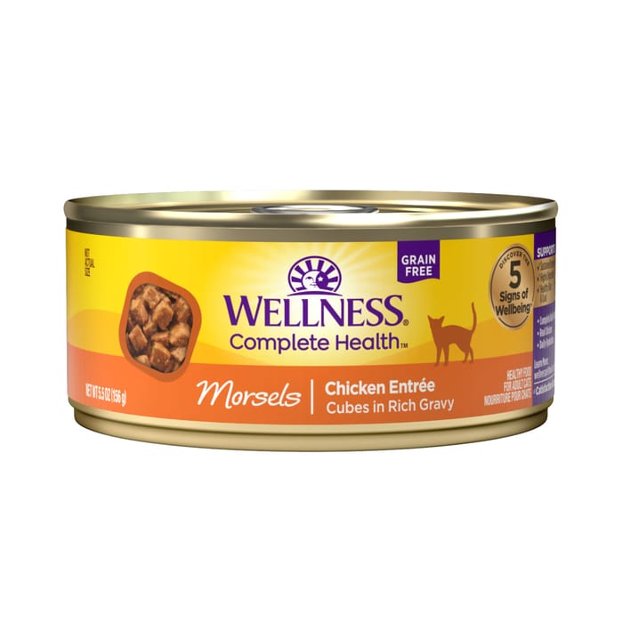 Wellness Complete Health Natural Grain Free Cubed Chicken Entree Canned Wet Cat Food - 5.5 oz Cans - Case of 24 product detail number 1.0
