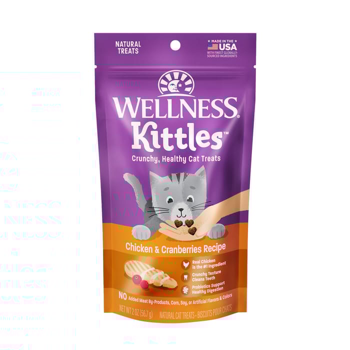 Wellness Kittles Crunchy Natural Grain Free Chicken & Cranberry Cat Treats - 2 oz Bag product detail number 1.0